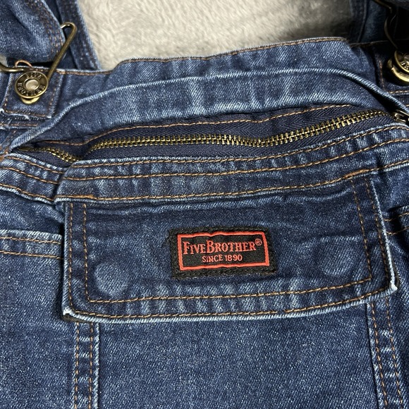 FiveBrother Bib Overalls 38x34 Blue Carpenter Workwear Construction Denim - Picture 4 of 11